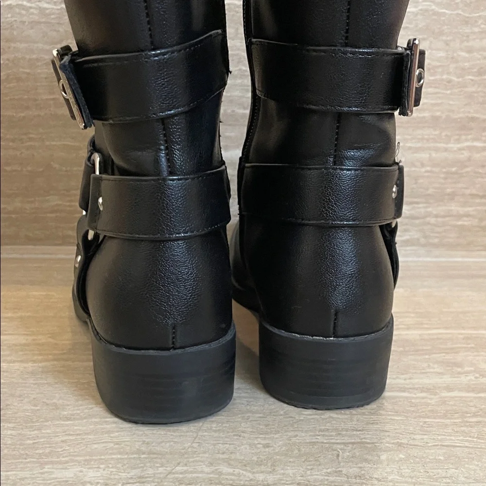 ART CLASS UGC Girls Size 5 Black Moto Boots zip up faux buckle